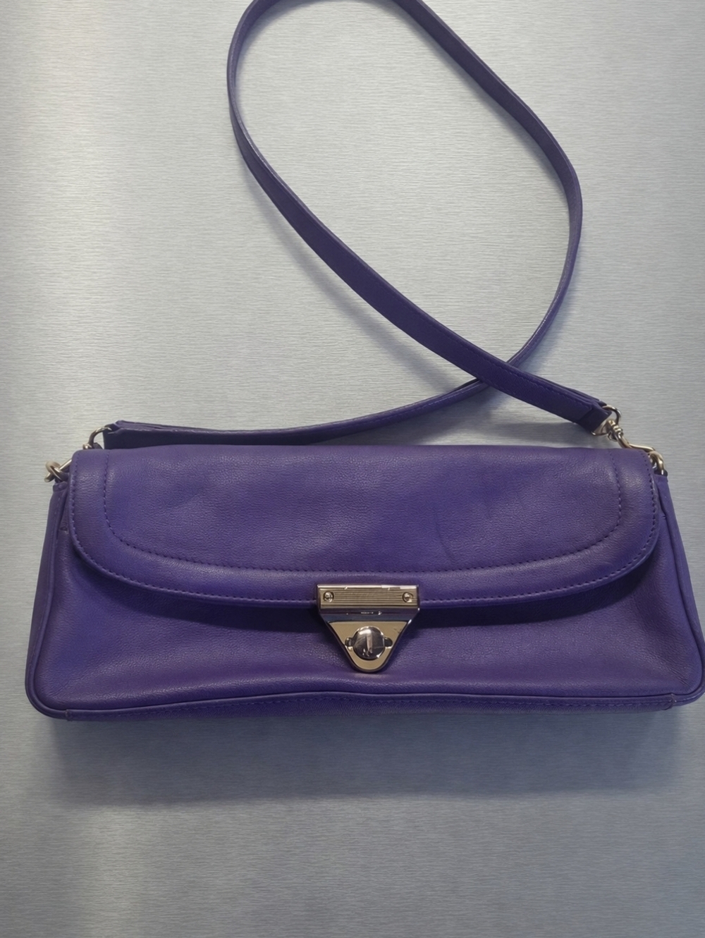 GIANI BERNINI  Purple Saffiano Leather Clutch/Soulder Bag